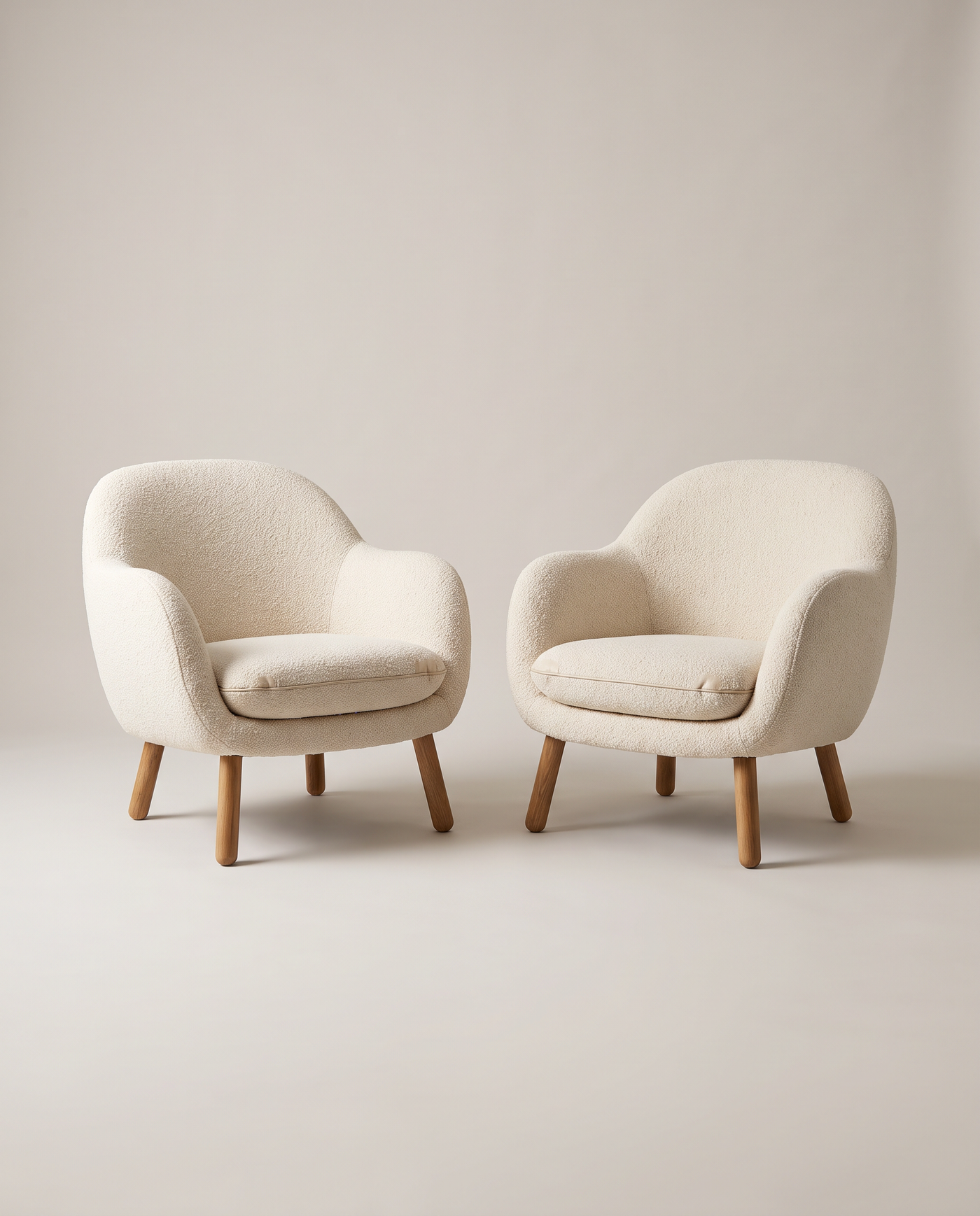 Camden Bouclé Armchair Pair - side profile detail shot
