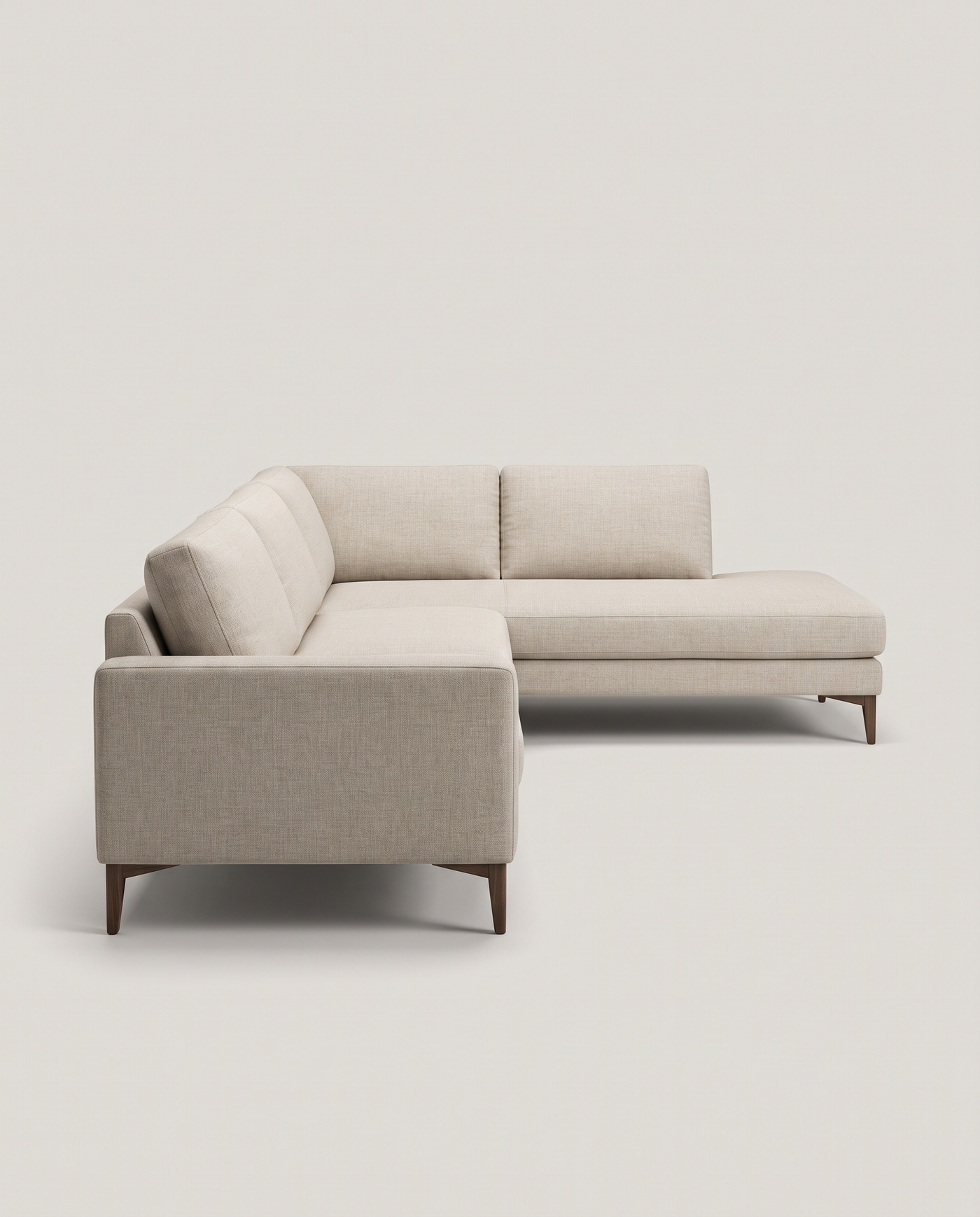 Hartley Linen Sectional - side profile detail shot