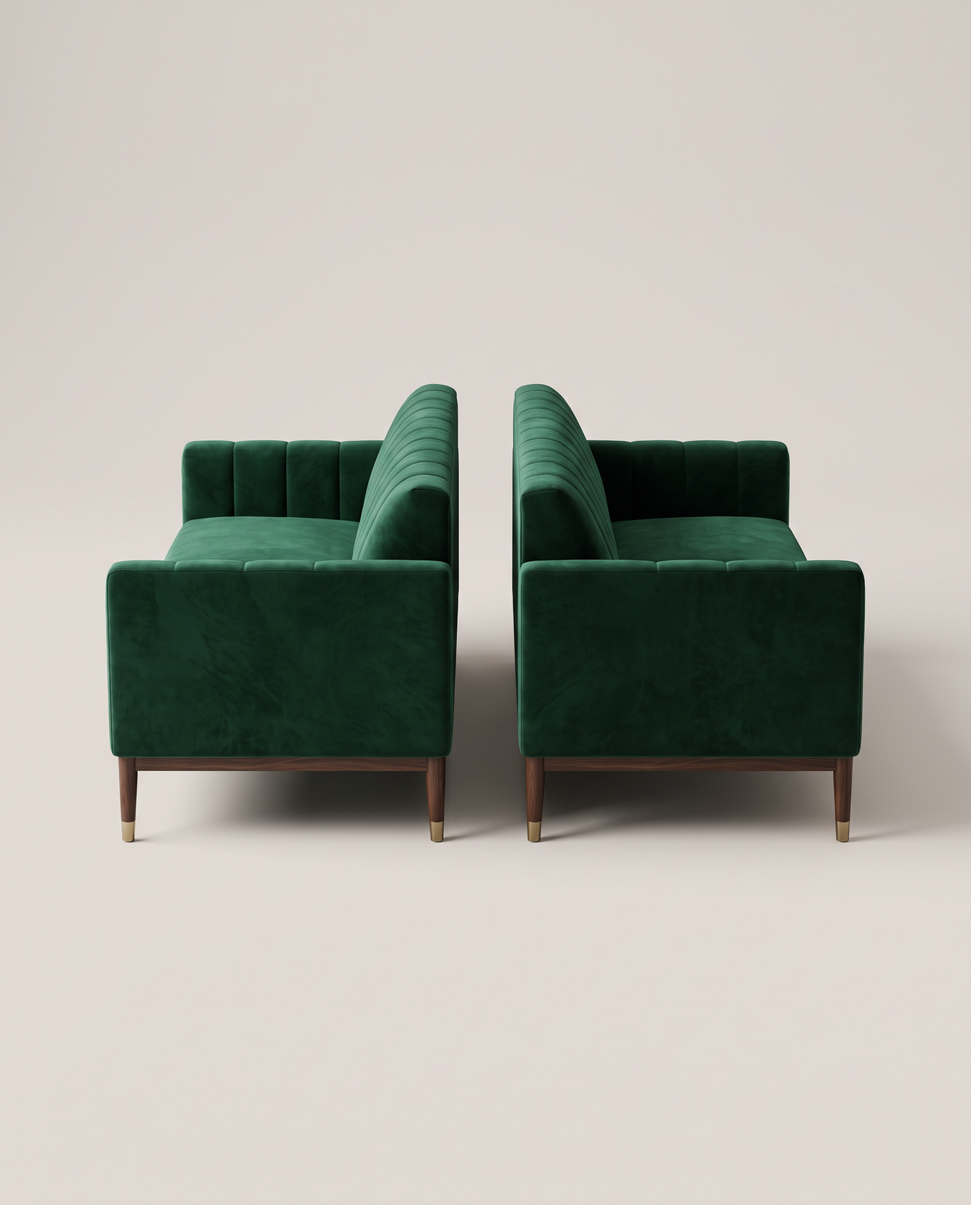 Fenwick Velvet Sofa Duo - side profile detail shot