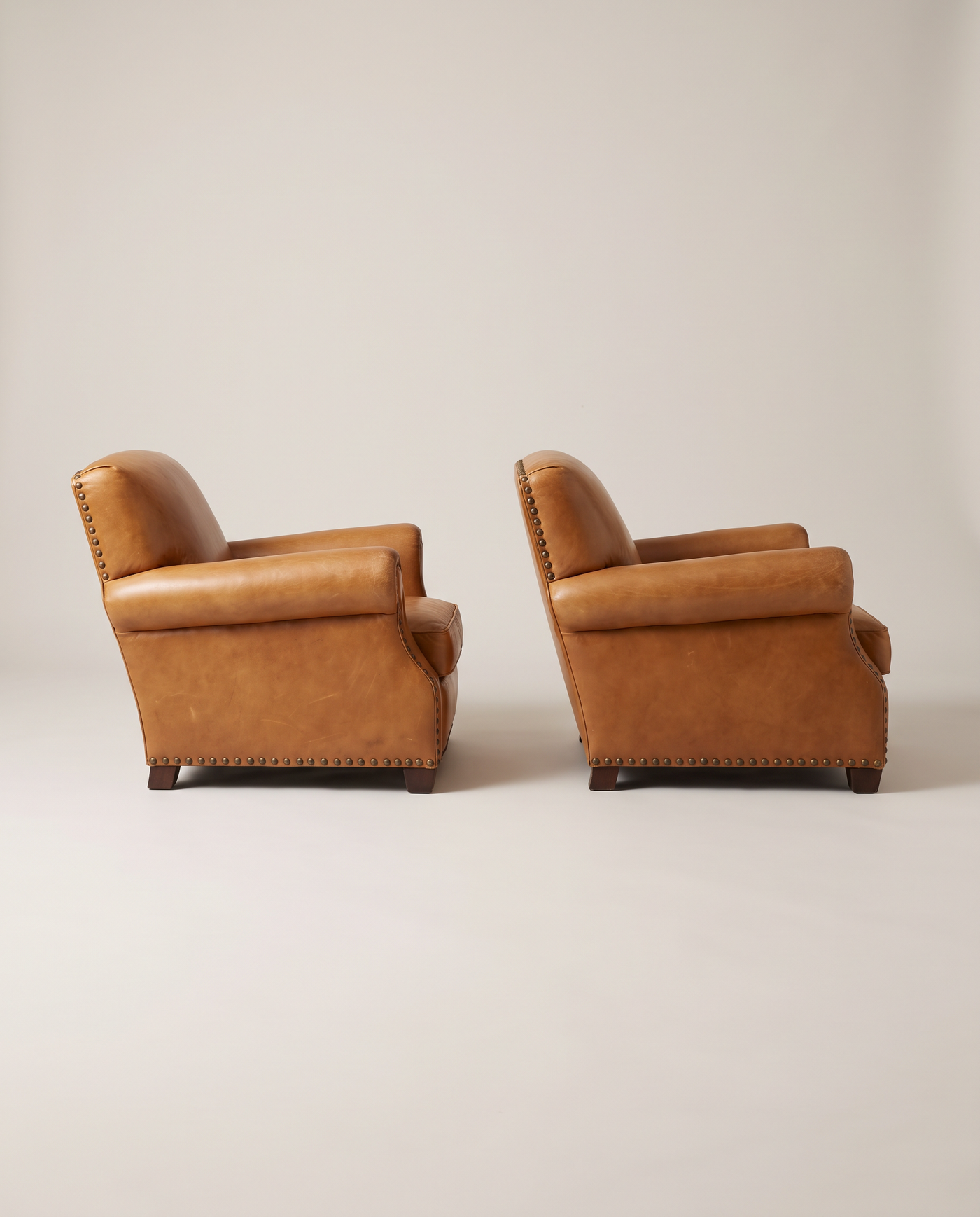 Whitmore Leather Club Chairs - side profile detail shot