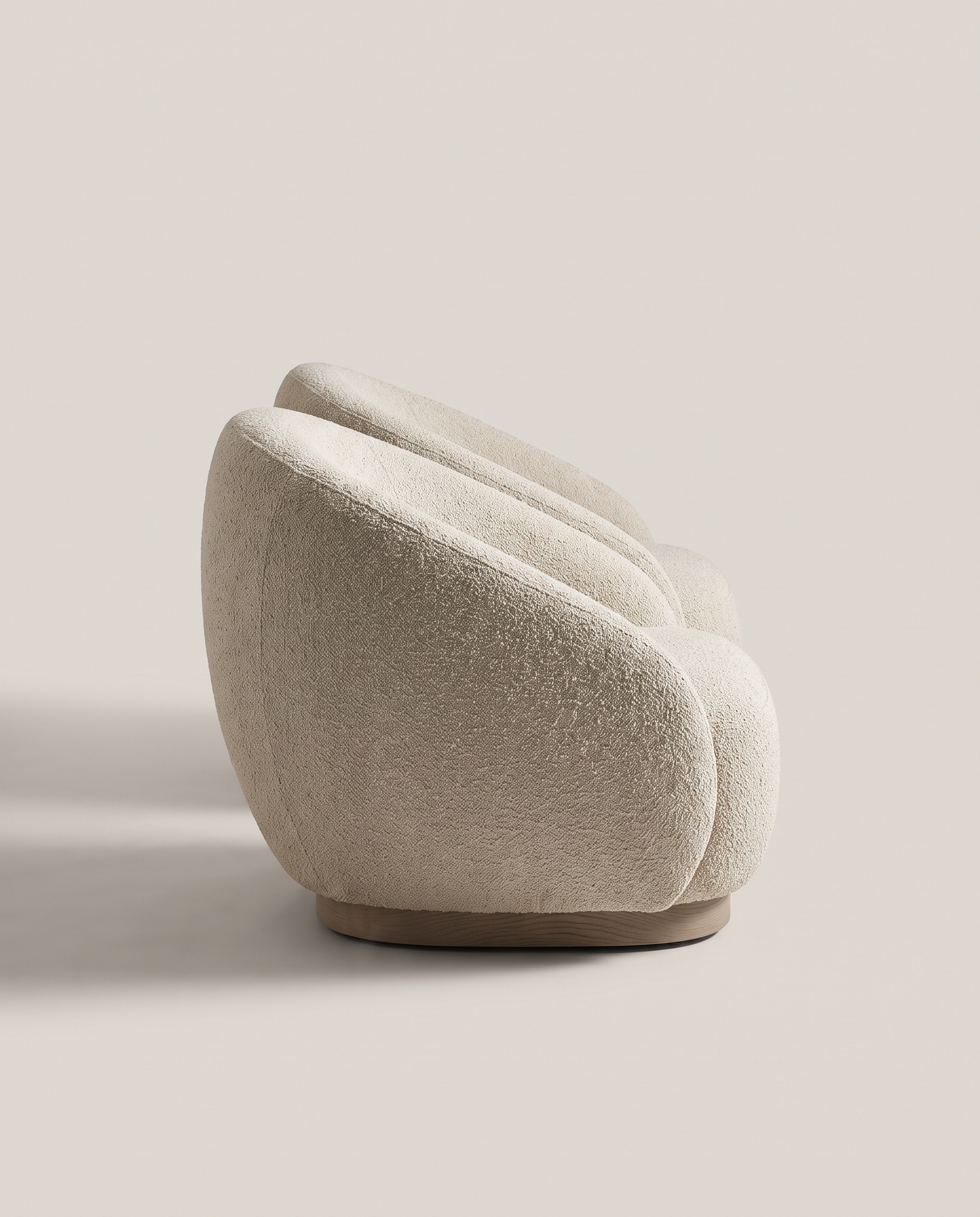 Merrow Boucle Snuggle Chair Set - side profile detail shot