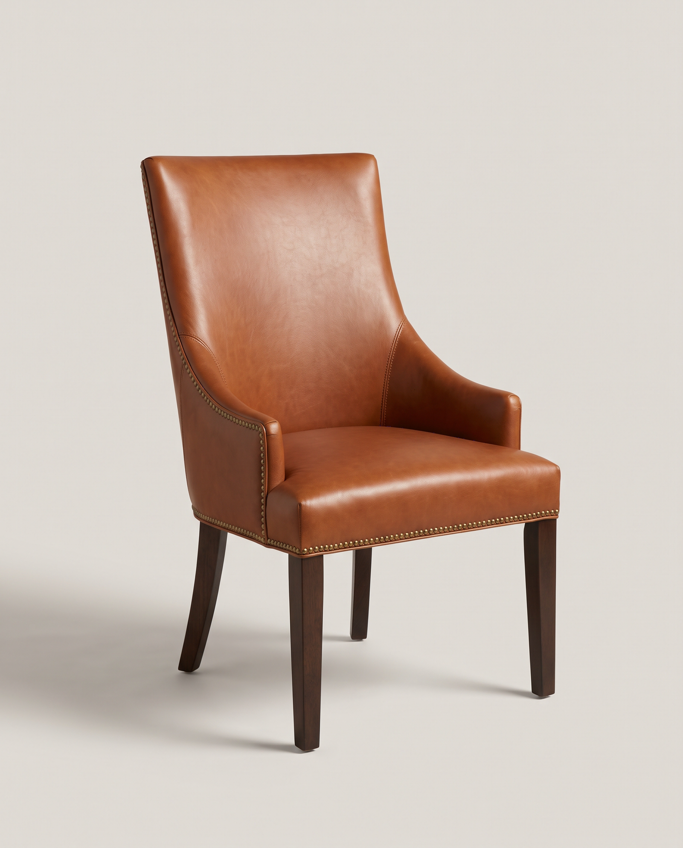 Ashford Leather Dining Chair - front three-quarter hero shot